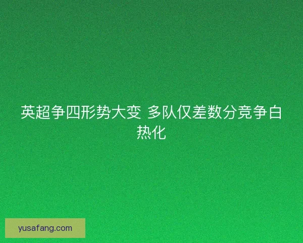 英超争四形势大变 多队仅差数分竞争白热化
